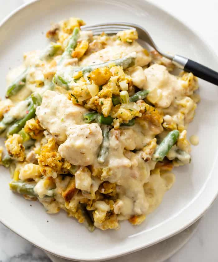 Slow Cooker Chicken Stuffing Green Bean&nbsp;Casserole